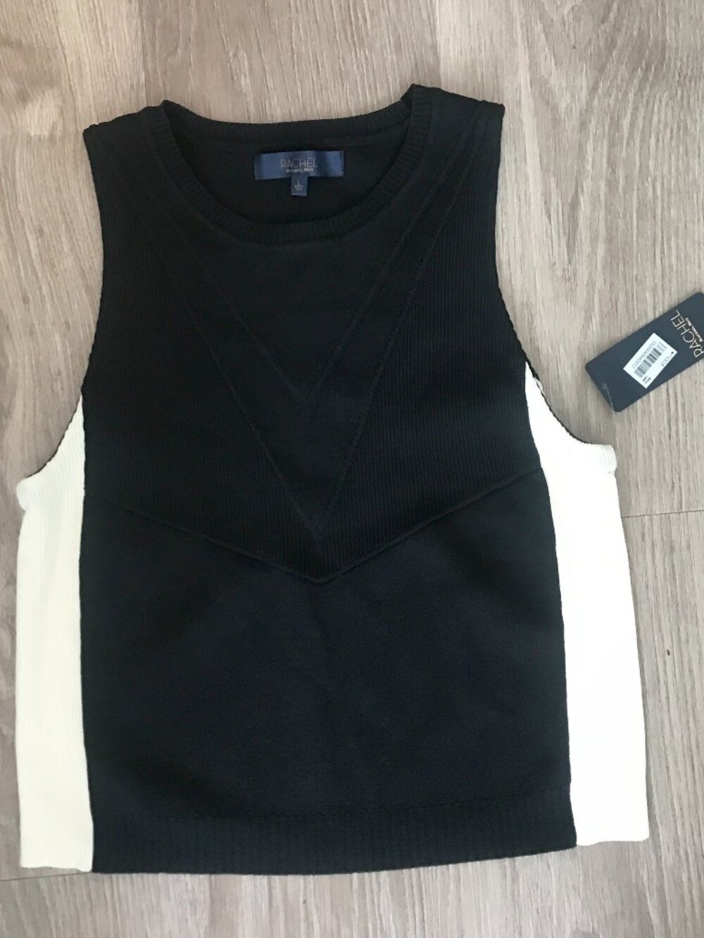 Rachel Roy Black & White Color Block Knit Sleeveless Top | Sz L | O: $69 🖤 NWT